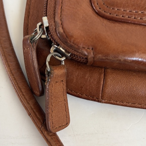 Fossil brown leather purse crossbody thin strap w zipper wallet compartment - Picture 14 of 16